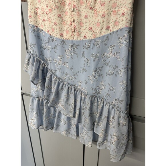 Shabby‎ Chic Floral Dress Medium Pink Blue LoveShackFancy Style Peasant Cottage - Picture 8 of 15